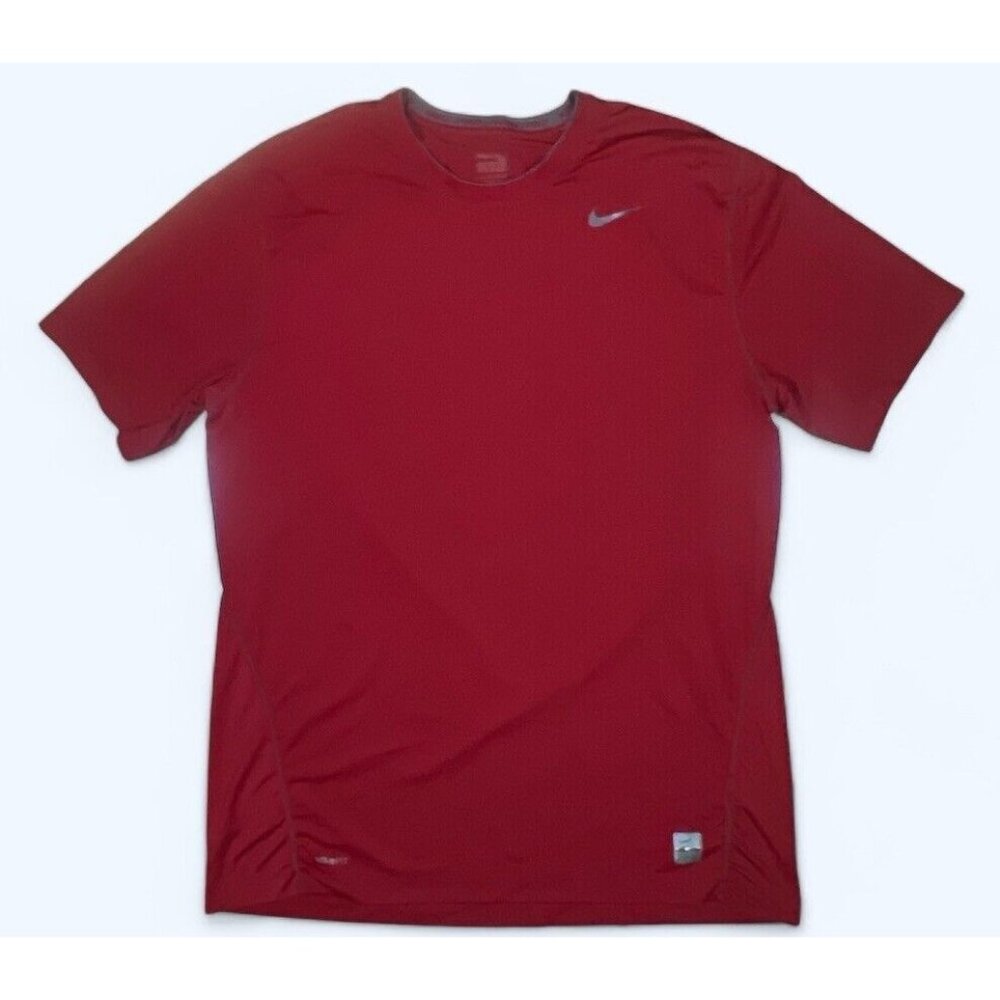 Nike Pro Combat‎ Shirt Mens XL RED Short Sleeve FIT-DRY Fitted Compression